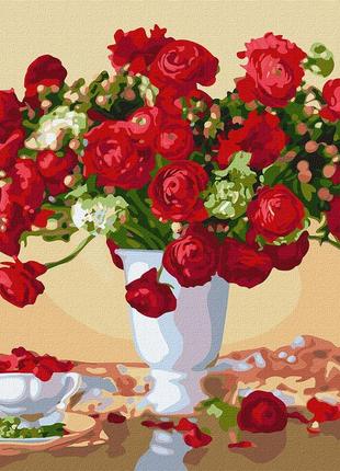 Картина по номерам кно3109 багряный букет ©ira volkova идейка 40x40см картины раскраски по номерам 2022 в