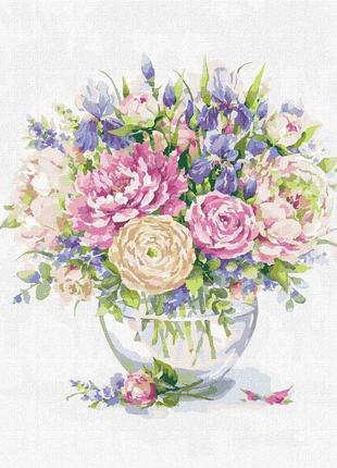 Картина по номерам кно3139 пионы и ирисы, 40x50см. идейка картины раскраски по номерам 2022 в украине