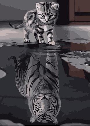 Картина по номерам va-0500 кот и тигр, 40х50см. strateg картины раскраски по номерам 2022 в украине