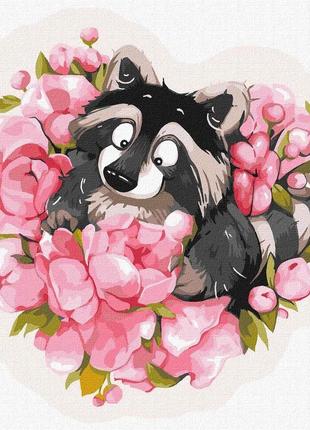 Картина по номерам кно4222 влюбленный енот, 30*30см идейка картины раскраски по номерам 2022 в украине