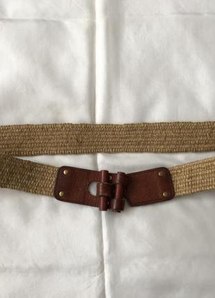 Вінтажний пояс , ремінь .натуральна шкіра, джут. #розвантажуюсь2 фото