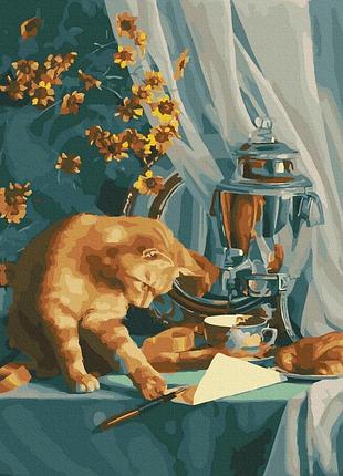 Картина по номерам gx40108 котик на столе 40*50 см. никитошка