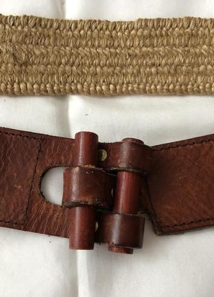 Вінтажний пояс , ремінь .натуральна шкіра, джут. #розвантажуюсь4 фото