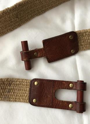 Вінтажний пояс , ремінь .натуральна шкіра, джут. #розвантажуюсь5 фото