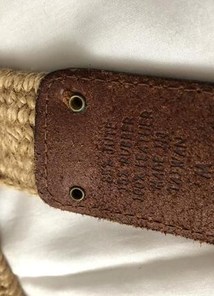 Вінтажний пояс , ремінь .натуральна шкіра, джут. #розвантажуюсь7 фото