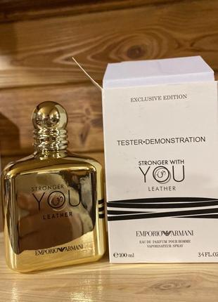 Armani stronger with you leather парфюмированная вода тестер