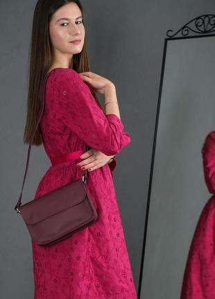 Женская кожаная сумка берти, натуральная кожа grand, цвет бордо