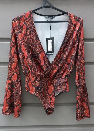 Бобі, боді рукава кльош, блузка з принтом