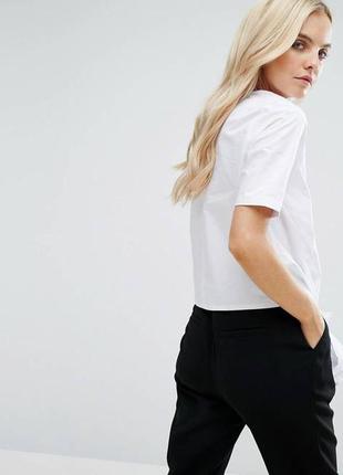 Женский белый поплиновый топ с завязкой спереди zara2 фото