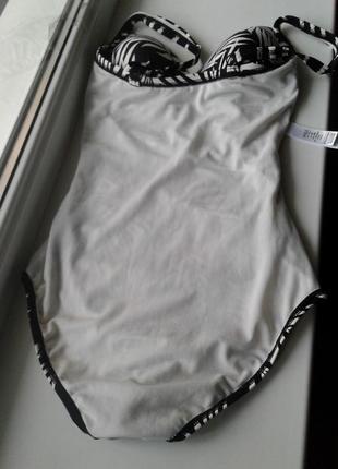 Брендовый черный с белым сплошной драпированный купальник пуш ап на подкладке m&s8 фото