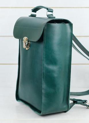 Жіночий шкіряний рюкзак палермо, натуральна шкіра італійський краст, колір зелений3 фото