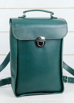Жіночий шкіряний рюкзак палермо, натуральна шкіра італійський краст, колір зелений1 фото