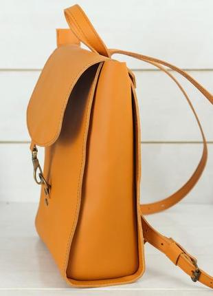 Женский кожаный рюкзак венеция, размер средний, натуральная кожа grand цвет янтарь4 фото