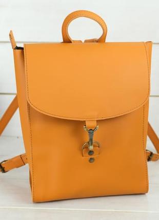 Женский кожаный рюкзак венеция, размер средний, натуральная кожа grand цвет янтарь2 фото