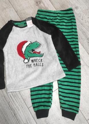 Пижама плюшевая теплая primark динозавр 92-128 см