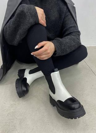 10464👑ботинки челси в натуральной коже на байке