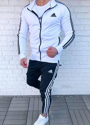 Костюм в стиле adidas classic чб кофта+штаны комплект адидас спортивный качественный1 фото