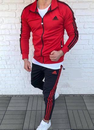 Костюм в стиле adidas classic кофта+брюки комплект адидас спортивный качественный красный