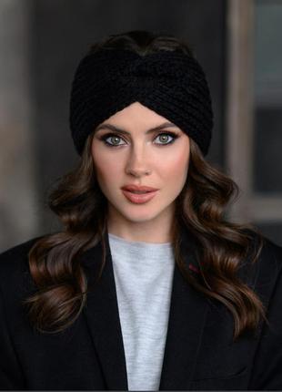 Брендовая вязаная теплая повязка на голову zara / зара / обруч ободок украшение чалма