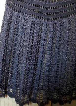 Платье-туника вязаное кружево люрекс тёмный графит р.104 фото