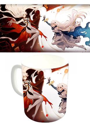 Чашка белая геншин удар genshin impact (z1351)