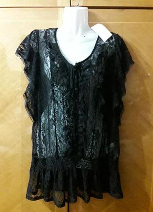 Брендовая новая полупрозрачная кружевная блуза  р.18 от  dorothy perkins