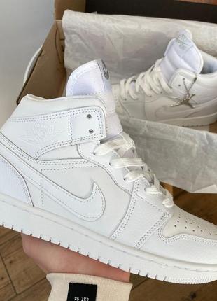 ☘️🍁nike jordan 1 high og white💥❤️36рр-45рр❤️💥кроссовки белые высокие весна-осень найк джордан 1, кроссовки джордан найк бельлые высокие