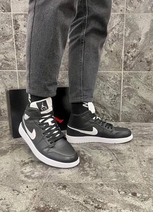 Мужские высокие кожаные кроссовки nike air jordan 1 #найк