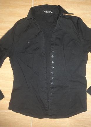 Блузка сорочка ділова чорна бавовняна3 фото