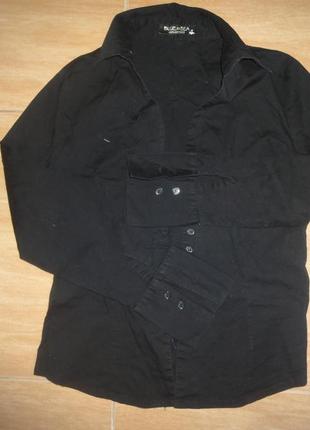 Блузка сорочка ділова чорна бавовняна4 фото