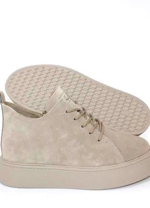 Ботинки замшевые 111251, кроссовки на флисе, криперы замшевые