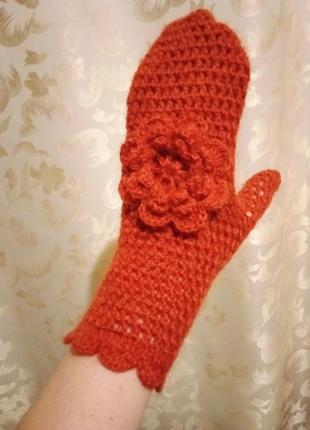 Рукавички теплі  вязані крючком