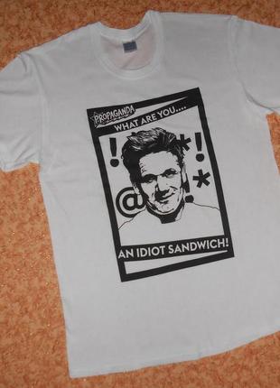 Футболка gordon ramsay.гордон рамзи. an idiot sandwich.original ringspun cotton.мастер шеф