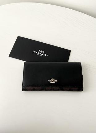 Coach slim trifold wallet брендовий шкіряний гаманець кошельок шкіра коуч коач на подарунок дівчині на подарунок дружині