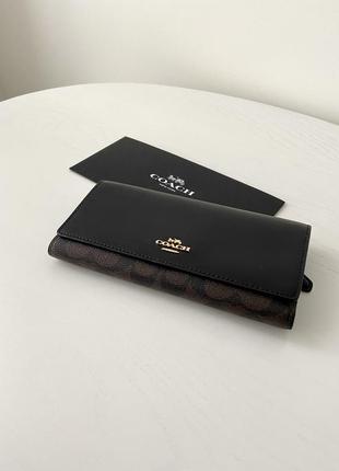 Coach slim trifold wallet женский брендовый кожаный кошелек кожа коуч коач на подарок девушке жене дочери2 фото