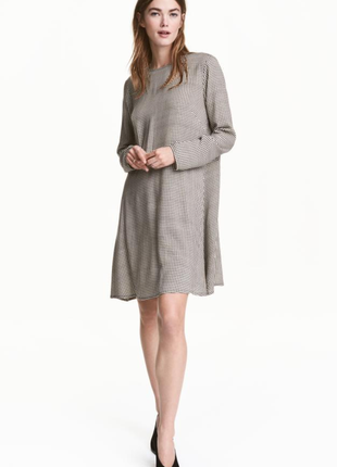 Платье из вискозы в клетку до длинного рукава в стиле кежуал