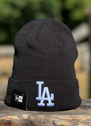 Оригинальная зимняя черная шапка  new era mlb los angeles dodgers  essential cuff 121227301 фото