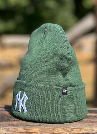 Оригинальная зимняя зеленая шапка 47 brand new york yankees b-hymkr17ace-dg2 фото