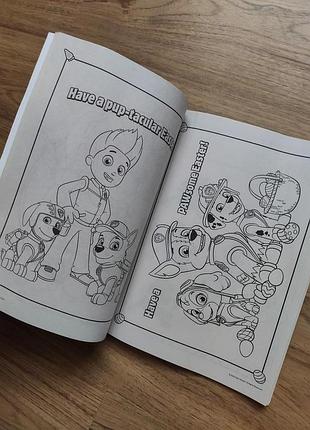 Дитяча розмальовка на англійській мові маршал чейз гонщик райдер зума скай щенячий патруль disney