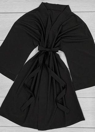 Чорний класичний халат софт, халатик для дому1 фото