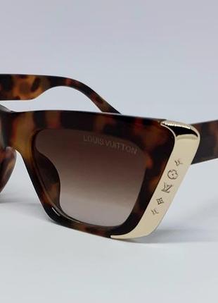 Жіночі сонцезахисні окуляри в стилі louis vuitton коричневі тигрові с золотим лого