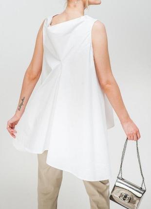 ♥️1+1=3♥️ wendy trendy италия женская хоопковая удлиненная ассиметричная блуза с воротником стойкой3 фото