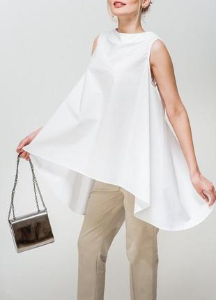 ♥️1+1=3♥️ wendy trendy италия женская хоопковая удлиненная ассиметричная блуза с воротником стойкой2 фото