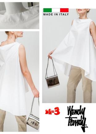 ♥️1+1=3♥️ wendy trendy италия женская хоопковая удлиненная ассиметричная блуза с воротником стойкой1 фото