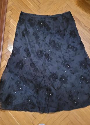 Ошатна спідниця з вишивкою та паєтками відомого бренду! батал!