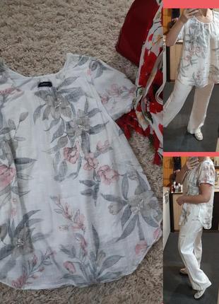 Нежная хлопковая блуза в цветочный принт,  свободный крой, today/италия,  р. s-l1 фото