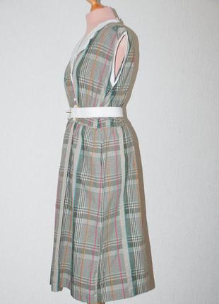 Винтажное платье  в клетку кимоно отрезное с широкой юбкой5 фото