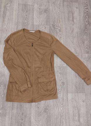 Жіноча куртка /піджак зі штучного замшу у кольорі "кемел"4 фото