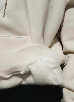 Теплое женское худи оверсайз с вышивкой надписями турция трехнитка хлопок на флисе молочный 48/523 фото