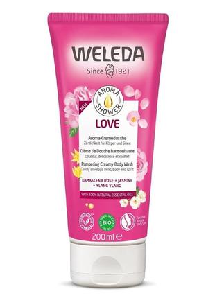 Крем-гель для душа weleda aroma love pampering creamy body wash, 200 мл3 фото